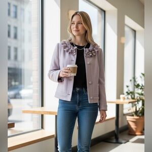 Wool Blend JUICY COUTURE Y2K Cropped Jacket Blazer Frill Insta S…